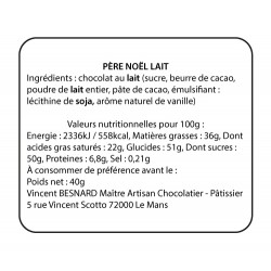 Etiquette Composition Père Noël 40gr Lait